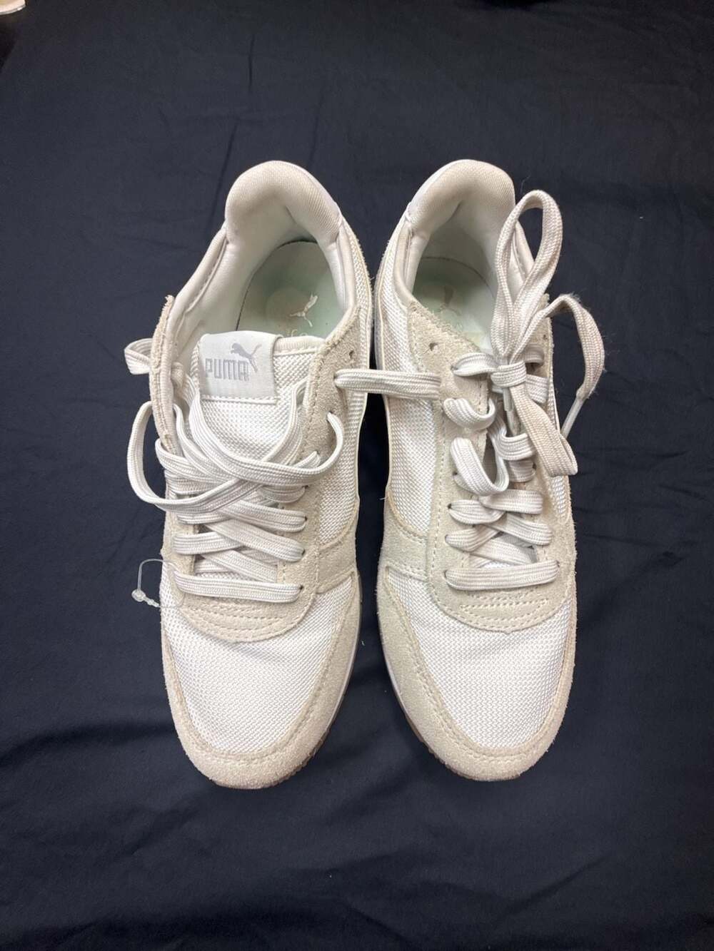 Puma SoftRide ST Miler Sneaker Size 8 White Beige Suede Mesh